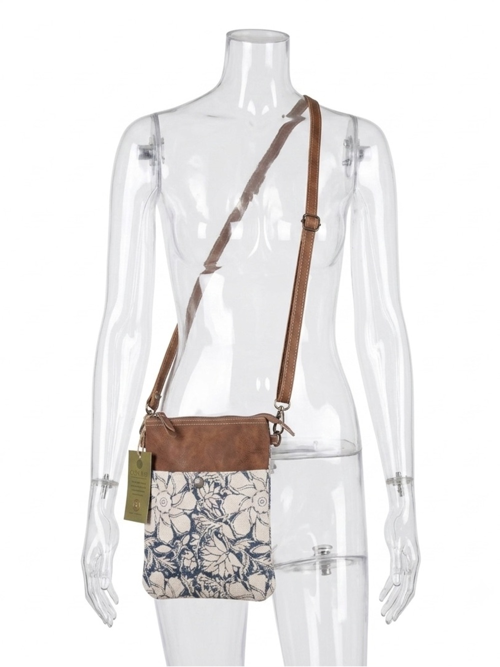 Clea Ray Crossbody Bag Purse Repurposed Canvas Leather Floral Denim Shoulder